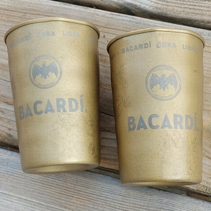 BACARDI Bat Metal Drinking cups PAIR